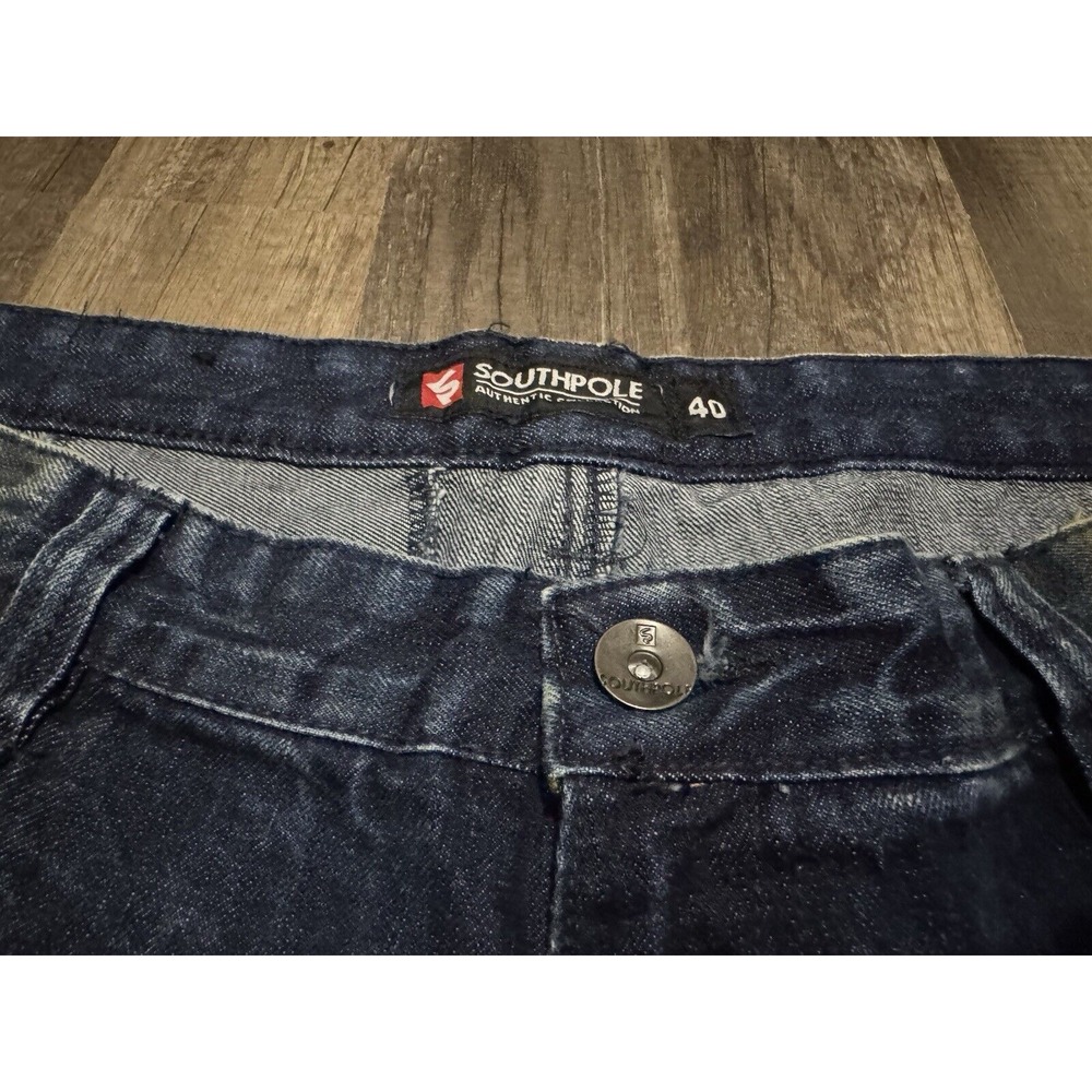 Vintage Southpole Baggy‎ Jean Shorts Jorts Mens 40 Blue Y2K Grunge Bermuda Skate - Picture 2 of 9